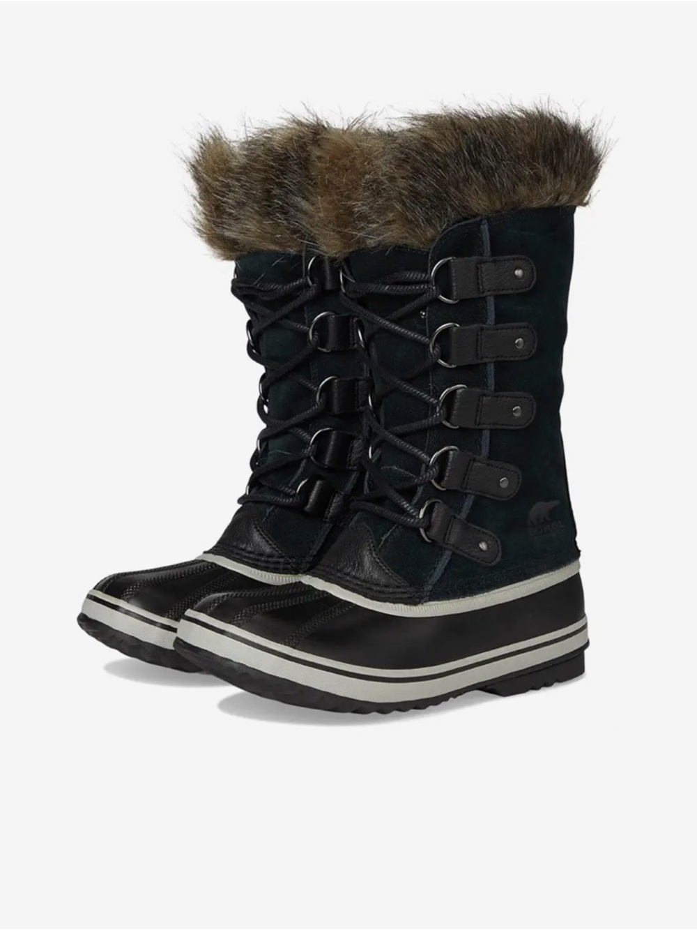 Sorel Tall Lace-Up Winter Boots with Faux Fur Trim - Black & Brown